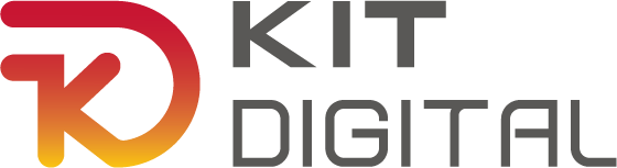 Logo de Kit Digital, que representa una iniciativa para impulsar la transformación digital de las empresas en España. El diseño combina colores rojo y naranja con tipografía moderna.